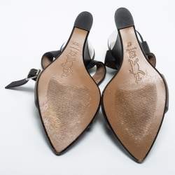 Pre Owned Marni Black/Grey Leather Ankle Strap Sandals Size 37