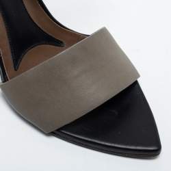 Pre Owned Marni Black/Grey Leather Ankle Strap Sandals Size 37