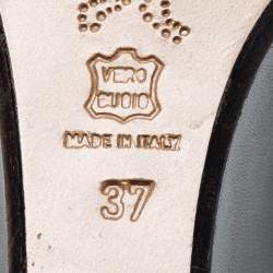 Pre Owned Marni Black/Grey Leather Ankle Strap Sandals Size 37