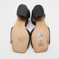 Marni Dark Grey Felt Crystal Embellished Ankle Strap Sandals Size 38