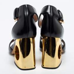 Pre Owned Marni Black Leather Ankle Strap Sandals Size 38