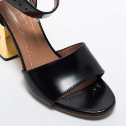Pre Owned Marni Black Leather Ankle Strap Sandals Size 38