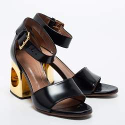 Pre Owned Marni Black Leather Ankle Strap Sandals Size 38