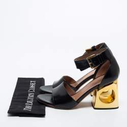 Pre Owned Marni Black Leather Ankle Strap Sandals Size 38