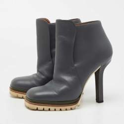 Marni Grey Leather Square Toe Ankle Booties Size 40