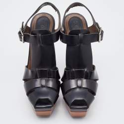 Marni Black Leather Caged Platform Sandals Size 37