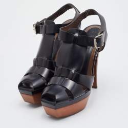 Marni Black Leather Caged Platform Sandals Size 37