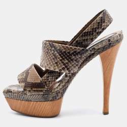 Marni Multicolor Python Platform Slingback Sandals Size 38