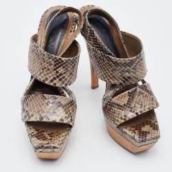 Marni Multicolor Python Platform Slingback Sandals Size 38