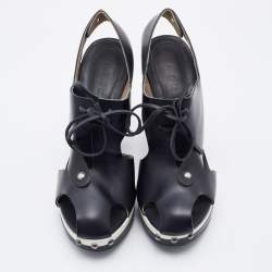 Pre Owned Marni Black Leather Platform Sandals Size 38