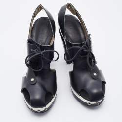 Pre Owned Marni Black Leather Platform Sandals Size 38