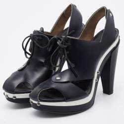 Pre Owned Marni Black Leather Platform Sandals Size 38