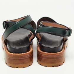 Pre Owned Marni Multicolor Leather and Calf Hair Animal Print Slingback Sandals Size 39