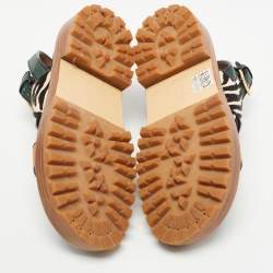 Pre Owned Marni Multicolor Leather and Calf Hair Animal Print Slingback Sandals Size 39