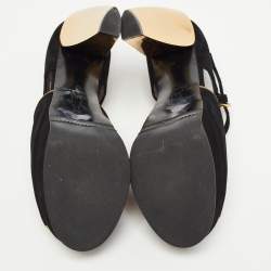 Marni Black/Gold Suede Ankle Strap Platform Pumps Size 40