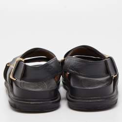 Marni Black Leather Cross-Strap Flat Sandals Size 36