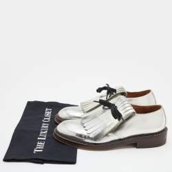 Marni Silver Patent Leather Fringed Derby Size 37