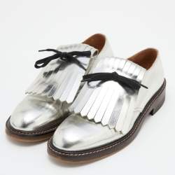 Marni Silver Patent Leather Fringed Derby Size 37