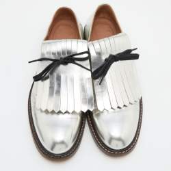 Marni Silver Patent Leather Fringed Derby Size 37