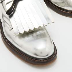 Marni Silver Patent Leather Fringed Derby Size 37