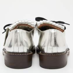 Marni Silver Patent Leather Fringed Derby Size 37