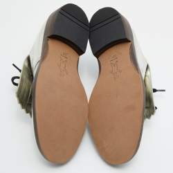 Marni Silver Patent Leather Fringed Derby Size 37