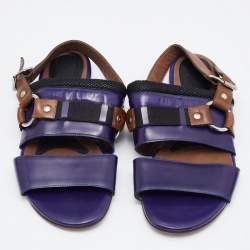 Marni Tricolor Patent Leather Flat Sandals Size 40