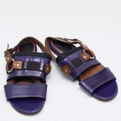 Marni Tricolor Patent Leather Flat Sandals Size 40