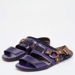 Marni Tricolor Patent Leather Flat Sandals Size 40