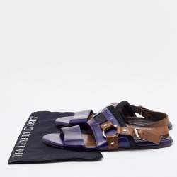 Marni Tricolor Patent Leather Flat Sandals Size 40