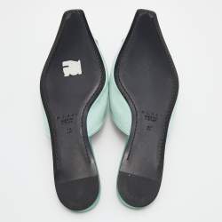 Pre Owned Marni Green Satin Embellished Mules Size 39