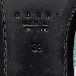 Pre Owned Marni Green Satin Embellished Mules Size 39