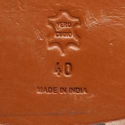 Pre Owned Marni Olive Green Calfhair Cross Strap Embellished Slingback Flat Sandals Size 40