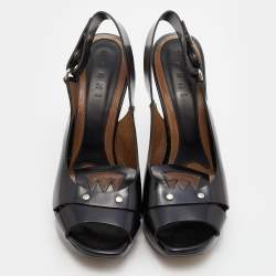 Marni Black Leather Peep Toe Sandals Size 40