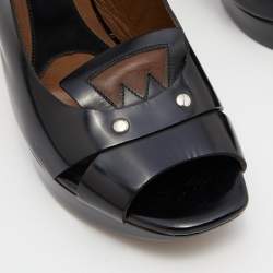 Marni Black Leather Peep Toe Sandals Size 40