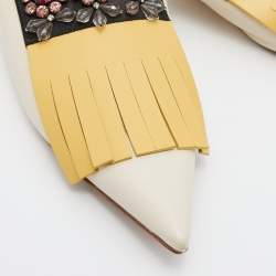 Marni Tri Color Leather Crystal Embellished Flat Mules Size 38