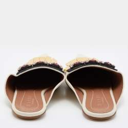 Marni Tri Color Leather Crystal Embellished Flat Mules Size 38
