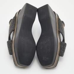Marni Grey Wool Crisscross Wedge Sandals Size 40
