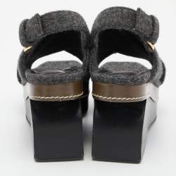 Marni Grey Wool Crisscross Wedge Sandals Size 40
