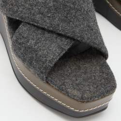 Marni Grey Wool Crisscross Wedge Sandals Size 40