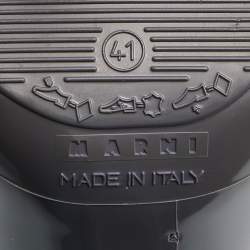 Marni Grey/Brown Rubber and Leather Mary Jane Pumps Size 41