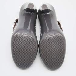 Marni Grey/Brown Rubber and Leather Mary Jane Pumps Size 41
