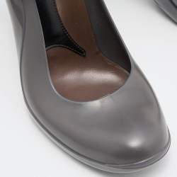Marni Grey/Brown Rubber and Leather Mary Jane Pumps Size 41