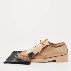 Pre Owned Marni Beige Leather Flap Lace Up Derby Size 38.5