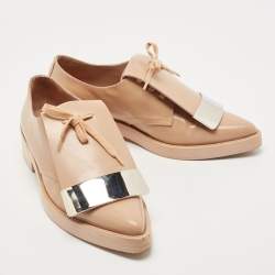 Pre Owned Marni Beige Leather Flap Lace Up Derby Size 38.5