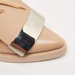 Pre Owned Marni Beige Leather Flap Lace Up Derby Size 38.5