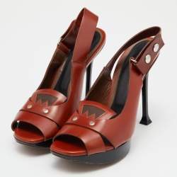 Marni Brown Leather Slingback Sandals Size 39