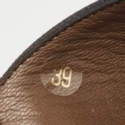 Marni Black Textured Leather Cross Strap Flat Slides Size 39