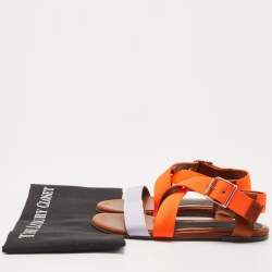 Pre Owned Marni Tricolor Canvas and Leather Flat Sandals Size 36.5