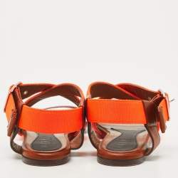Pre Owned Marni Tricolor Canvas and Leather Flat Sandals Size 36.5